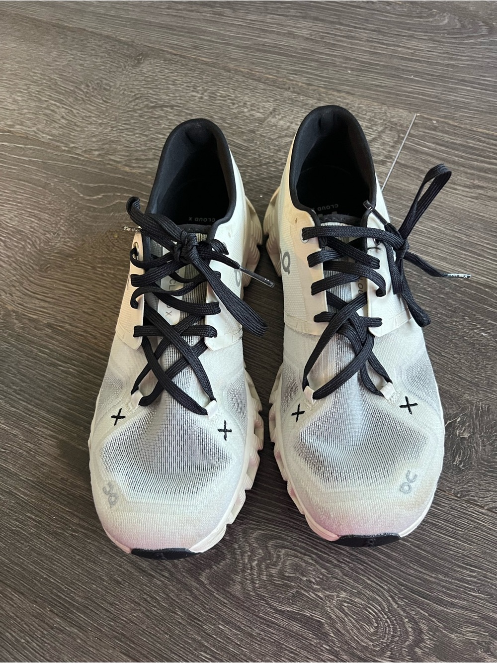 On Running Women’s Cloud Shoes in Off-White with Black Laces